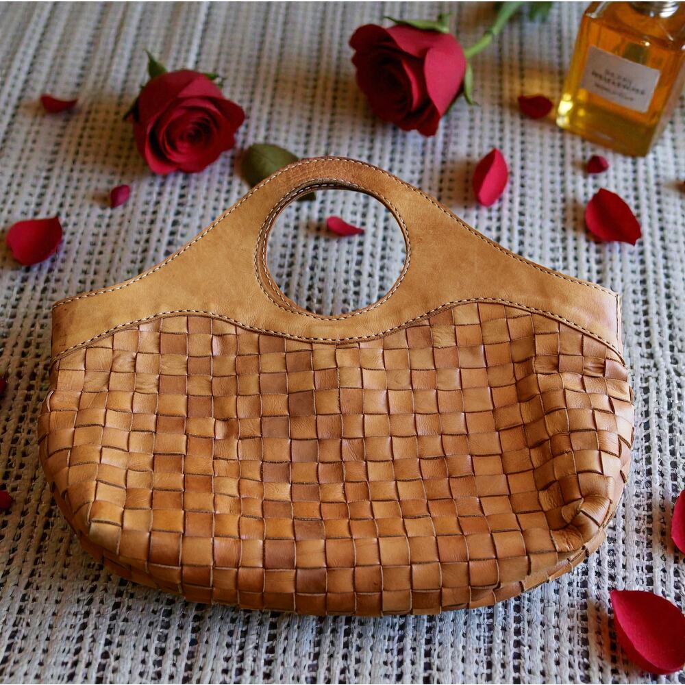 Robita Japanese woven genuine leather chestnut handbag - Picture 7 of 8